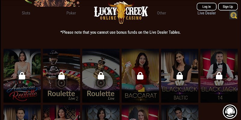 Lucky Creek casino screenshot